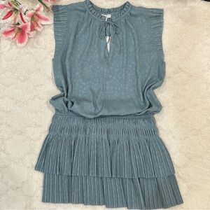 Current Air - Turquoise Ruched & Pleated Tiered Dress - Size XL